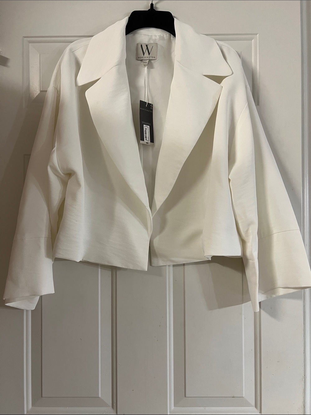 Worthington Cream Cropped Single-Button Blazer